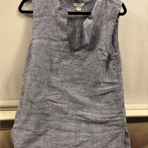 Garnet Hill Collection Classic Sleeveless Sky Blue Linen Top